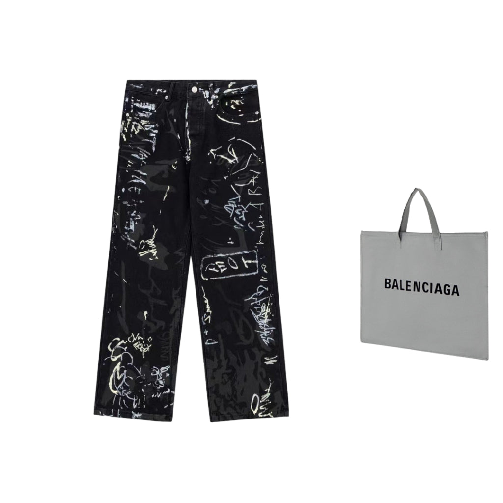 Calça Balenciaga Jeans Graffiti Baggy