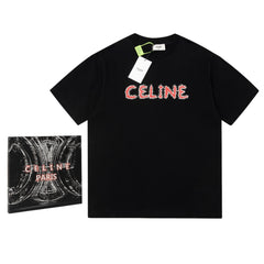 Camiseta Celine Logobrand Strass Black