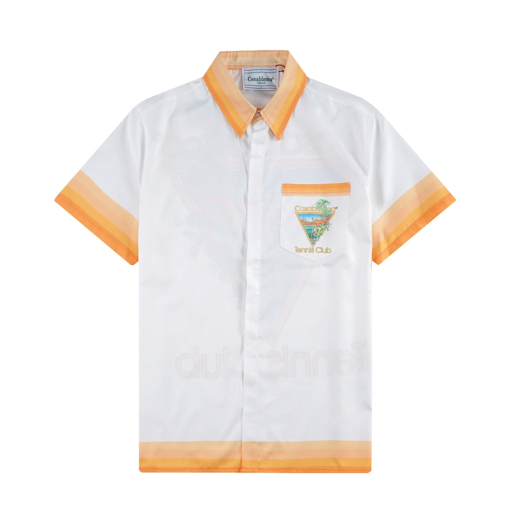 Camisa Casablanca Palm Springs Icon Orange Silk