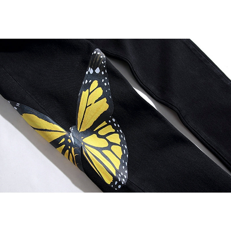 Calça Jeans Palm Angels Skinny Butterfly Black