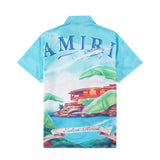 Camisa Amiri Eden Rock Silk Blue